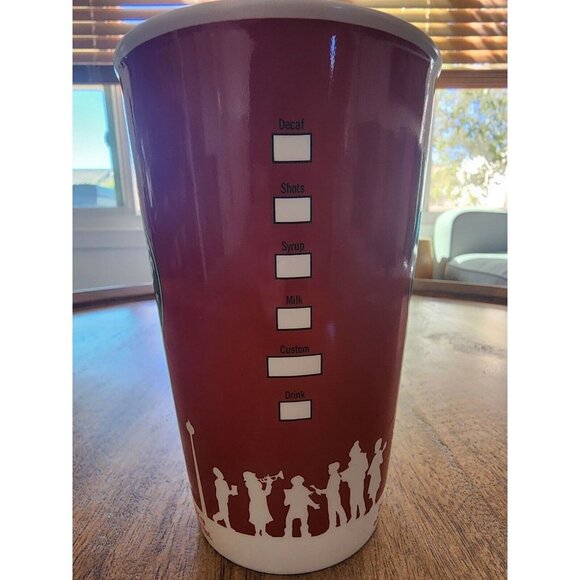 2006 Starbucks Red Tall Holiday Christmas Coffee Cup Mug w/ Christmas Scene - Picture 2 of 5